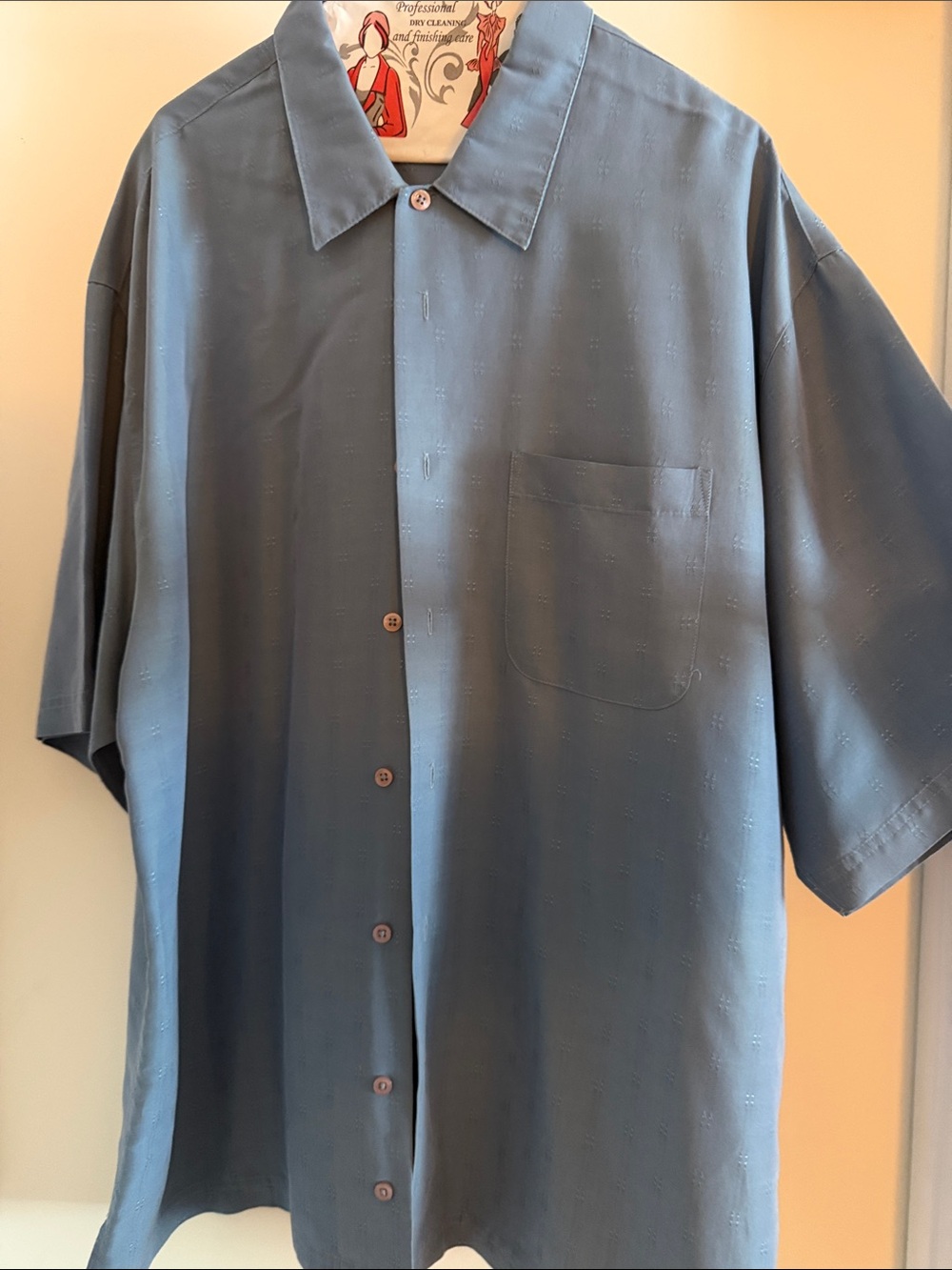 Haggar Men's Slate Blue Short-Sleeve Button Down Shirt - XL